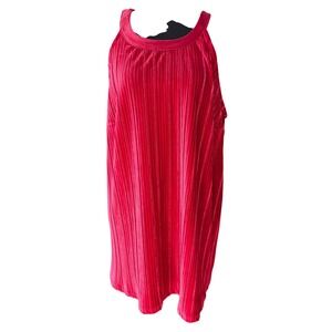 Torrid Size 2 Red Velvet Ribbed Pleated Halter Tank Top 2XL Date Night Outfit